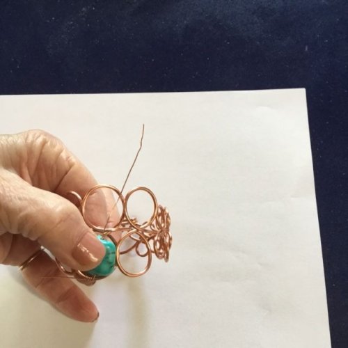 Karen Meador, Ph.D.'s Loopy Loo Graduated Wire Bracelet - , Contemporary Wire Jewelry, Loops, Wire Loop, Wrapped Wire Loop, Spirals, Wire Spiral, Spiral Wire Wrap, string a bead on the wire